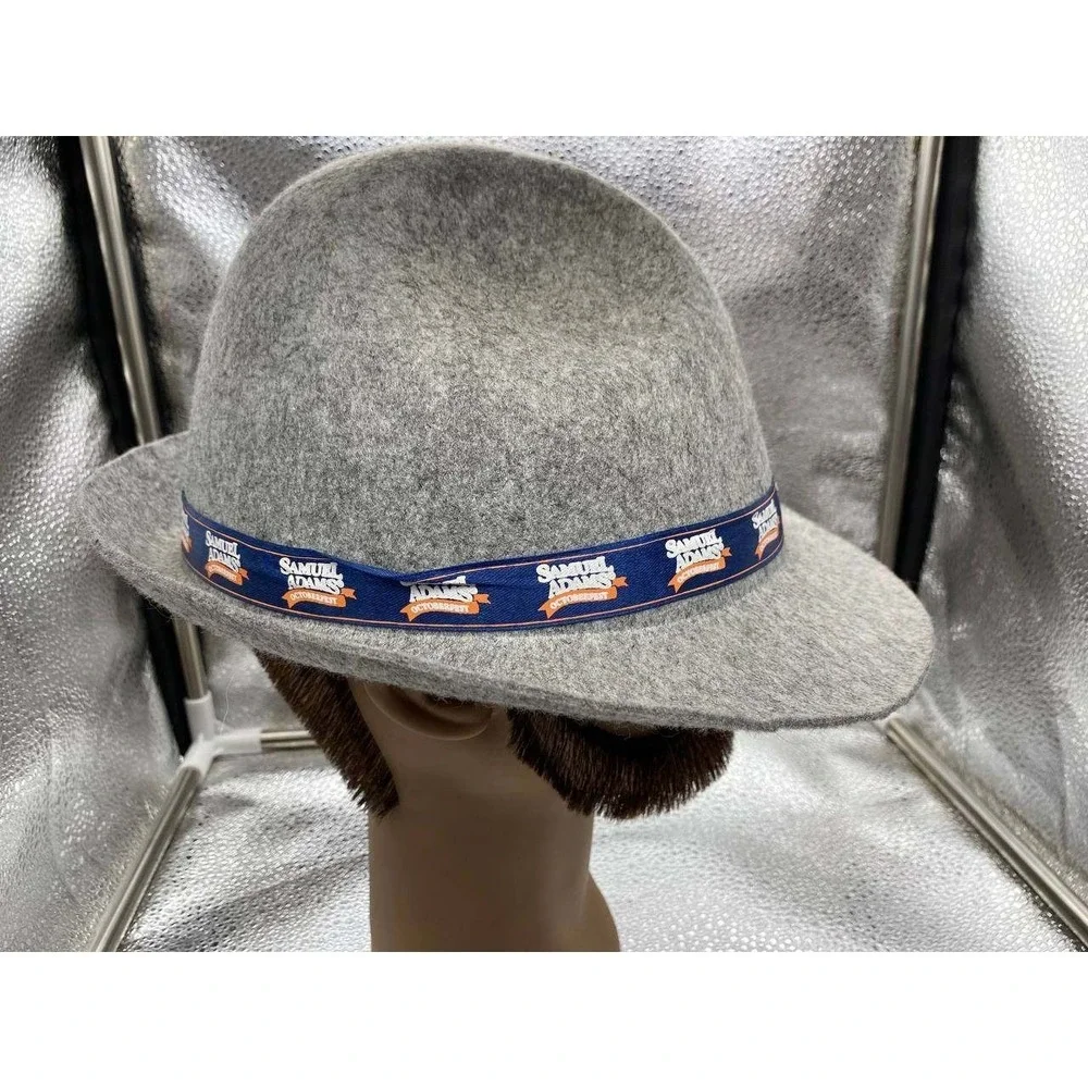 Samuel Adams Oktoberfest Alpine Hat Mens OS‎ Gray Wool Felt Feather Trim Fedora